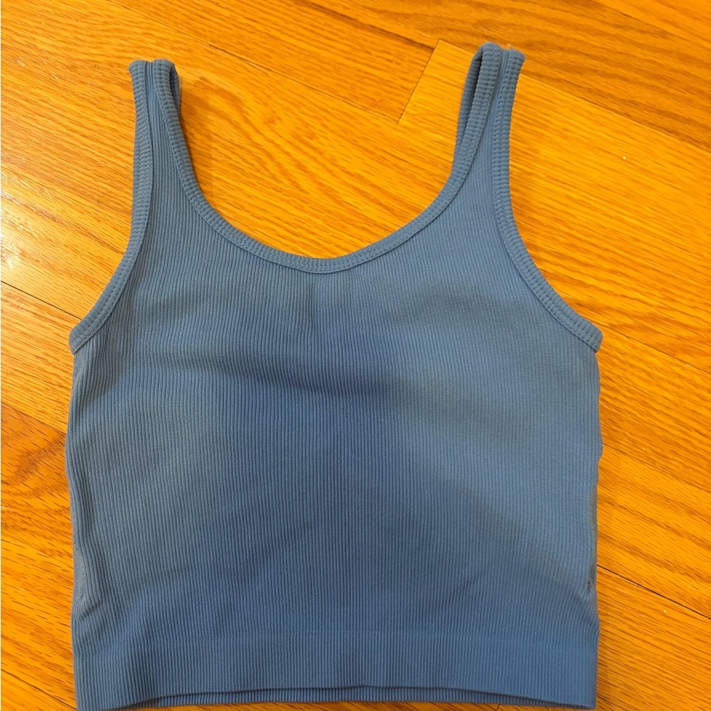Blue Ribbed Tank Top - Picture 2 of 3